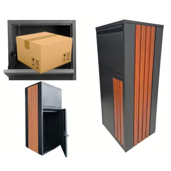 Skrzynka na paczki i listy – domowy paczkomat z zamkiem, czarna, stalowa