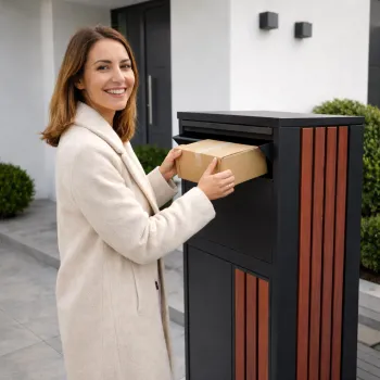 Skrzynka na paczki i listy – domowy paczkomat z zamkiem, czarna, stalowa