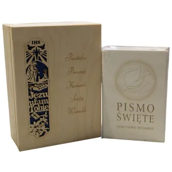 Pismo Święte z Pudełkiem i Grawerem Prezent  Komunia Bierzmowanie