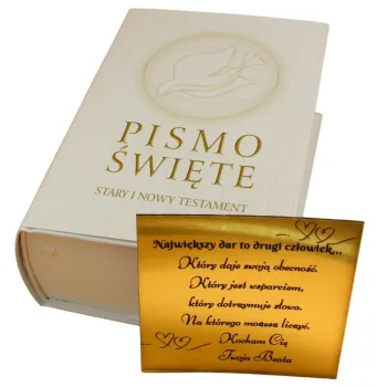 Pismo Święte z Grawerem Chrzest Roczek Bierzmowanie