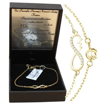 Srebrna bransoletka nieskończoność Grawer Komunia