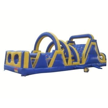 Dmuchany tor przeszkód 12 m żółto-niebieski – atrakcja dmuchana dla dzieci i dorosłych