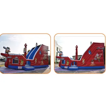 Dmuchana Ślizgawka Statek Piracki – 9m x 4m x 6,3m | Profesjonalna Zjeżdżalnia Dmuchana dla Dzieci