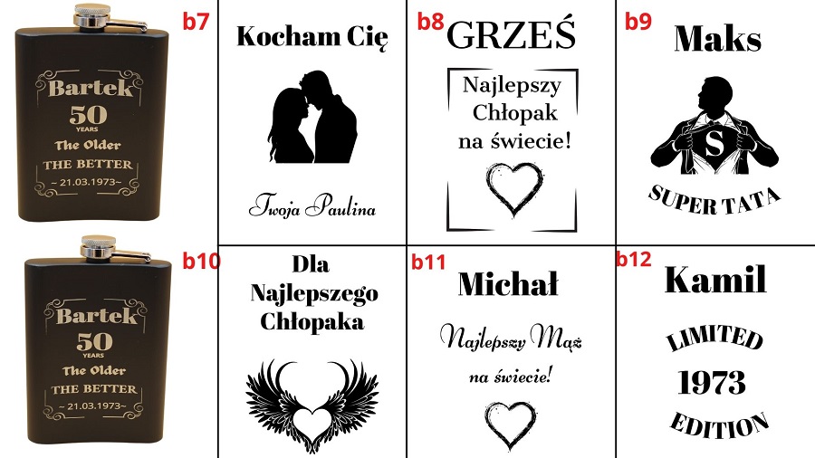 wzory graweru na piersiówce – personalizowana piersiówka z grawerem