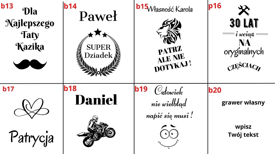 przykładowe wzory graweru na piersiówce personalizowanej