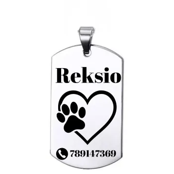 Adresówka dla psa z grawerem stal nierdzewna 2,4x4 cm – personalizowana zawieszka