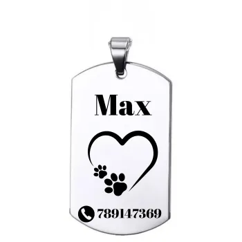 Adresówka dla psa z grawerem stal nierdzewna 2,4x4 cm – personalizowana zawieszka
