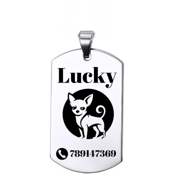 Adresówka dla psa z grawerem stal nierdzewna 2,4x4 cm – personalizowana zawieszka