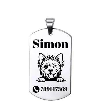 Adresówka dla psa z grawerem stal nierdzewna 2,4x4 cm – personalizowana zawieszka